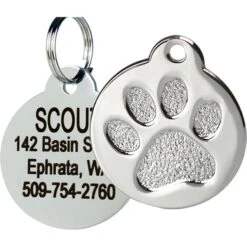 Frisco Stainless Steel Personalized Dog & Cat ID Tag, Paw Print