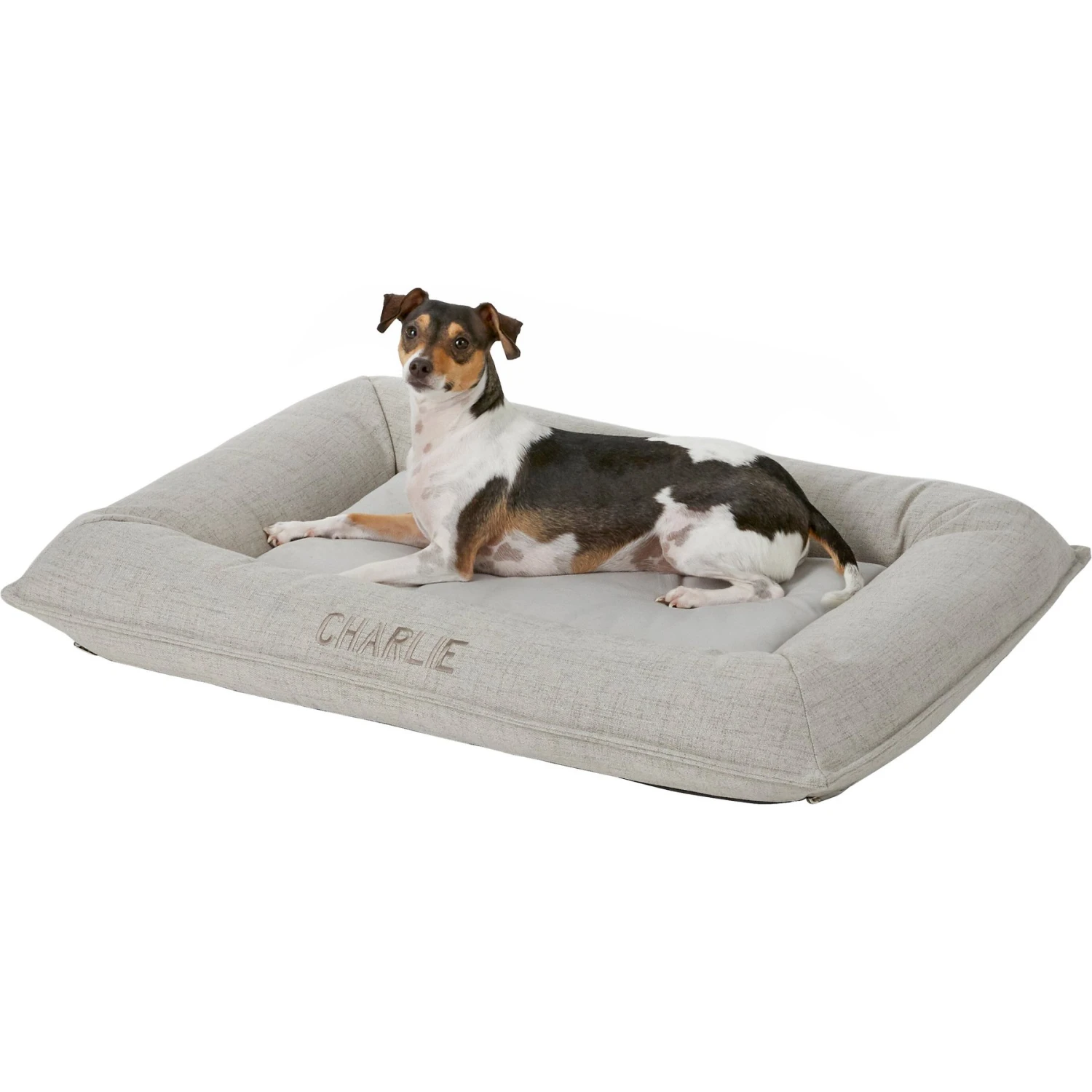Frisco Orthopedic Personalized Bolster Dog Bed W/Removable Cover, Light Gray 3 Frisco Orthopedic Personalized Bolster Dog Bed W/Removable Cover, Light Gray - Image 2