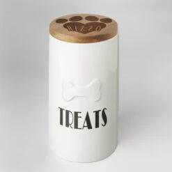 Frisco Ceramic Personalized Treat Jar With Wood Lid, 4 Cup, 32oz -Chewy Store 301179 PT3. AC SS1800 V1631118424